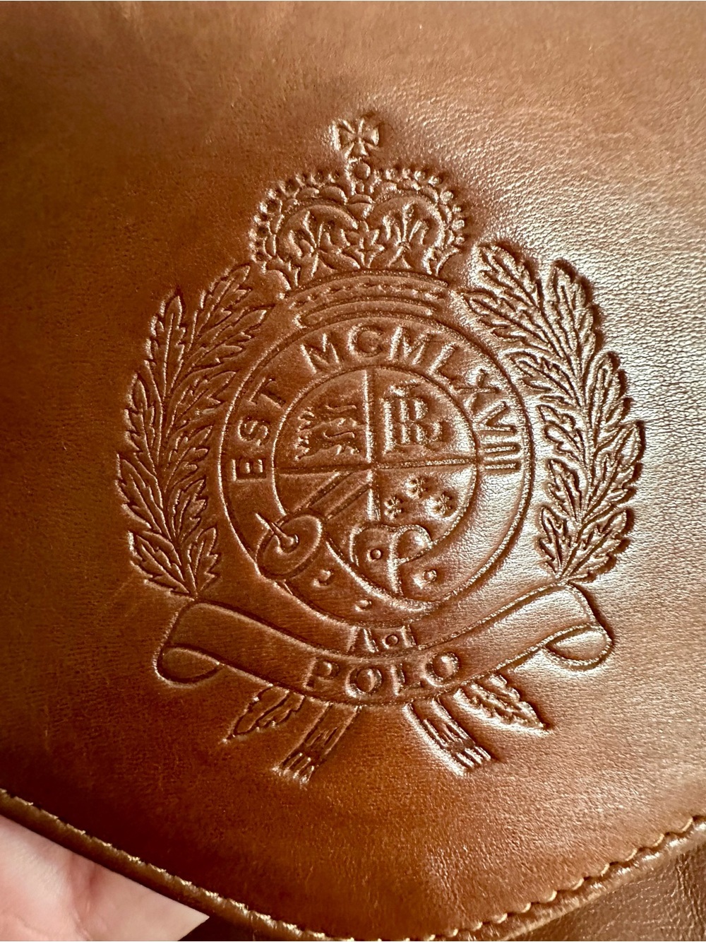 Brown Leather Envelope Clutch Polo Ralph Lauren vintage - Picture 6 of 9